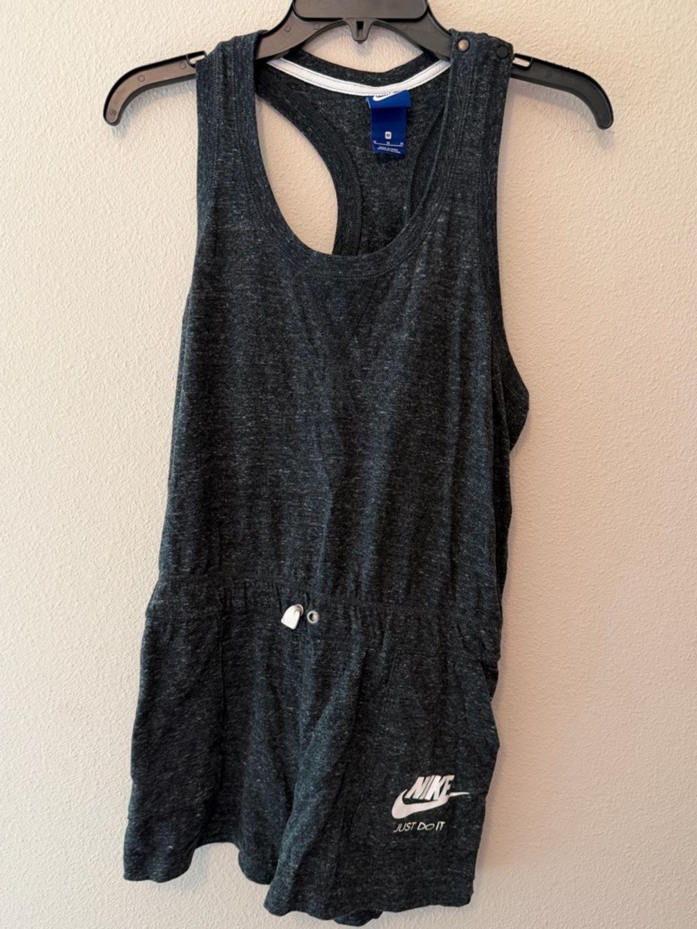 Nike Dark Heather Gray Sleeveless Romper with Logo